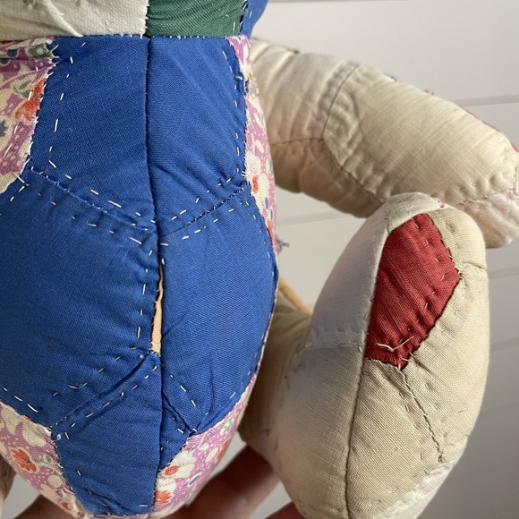 Vintage Handmade Patchwork Quilt Teddy Bear 10" Quilts Unlimited Floral Nursery - Picture 5 of 10